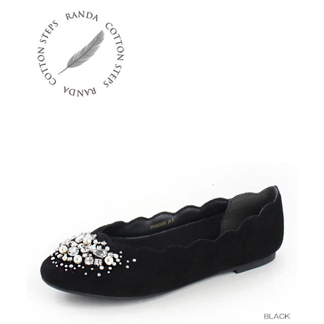 RANDA(ランダ)の+ﾟ｡*大きいサイズ ランダ ビジュー フラットパンプス ブラック*｡ﾟ+ レディースの靴/シューズ(ハイヒール/パンプス)の商品写真