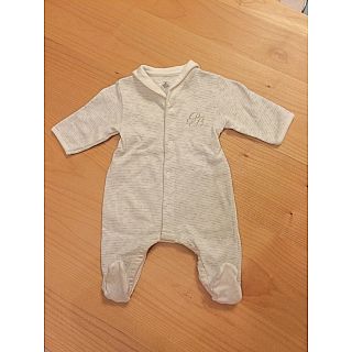 プチバトー(PETIT BATEAU)のプチバトー☆ミラレ衿つき前開きロンパース 54cm(ロンパース)