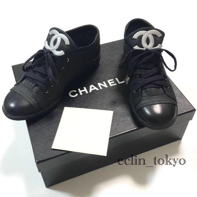 CHANEL(シャネル)のシャネル 特大 レザー ココマーク スニーカー 36 E605 レディースの靴/シューズ(スニーカー)の商品写真