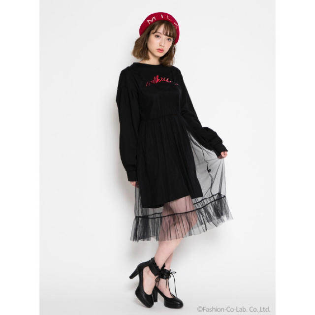 MILK(ミルク)の【ぽむ様専用おまとめ】MILK milkiss ハートブラック dress  レディースのワンピース(ひざ丈ワンピース)の商品写真