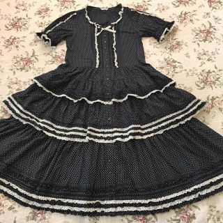 ピンクハウス(PINK HOUSE)のBIue Rose様専用❣️ピンクハウス、ドット三段被せワンピース👗(ロングワンピース/マキシワンピース)