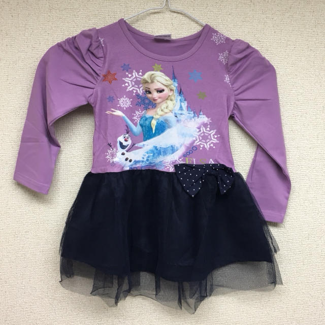 ★大人気アナと雪の女王ワンピース★98cm  紫 キッズ/ベビー/マタニティのキッズ服女の子用(90cm~)(ワンピース)の商品写真