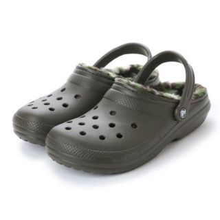 クロックス(crocs)のクロックス 28cm グリーン ブラック ウィンター クロッグ ボア付 冬用(サンダル)