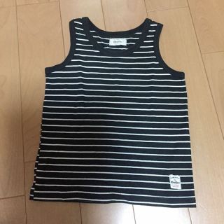 ベベ(BeBe)のBEBE  100センチ 黒×白ボーダータンクトップ(Tシャツ/カットソー)