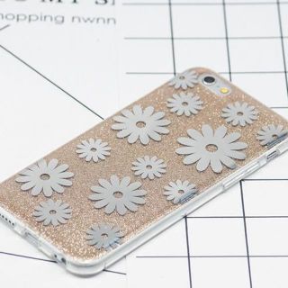 iPhone6/6s用ケース　キラキラグリッター花柄　ゴールド(iPhoneケース)