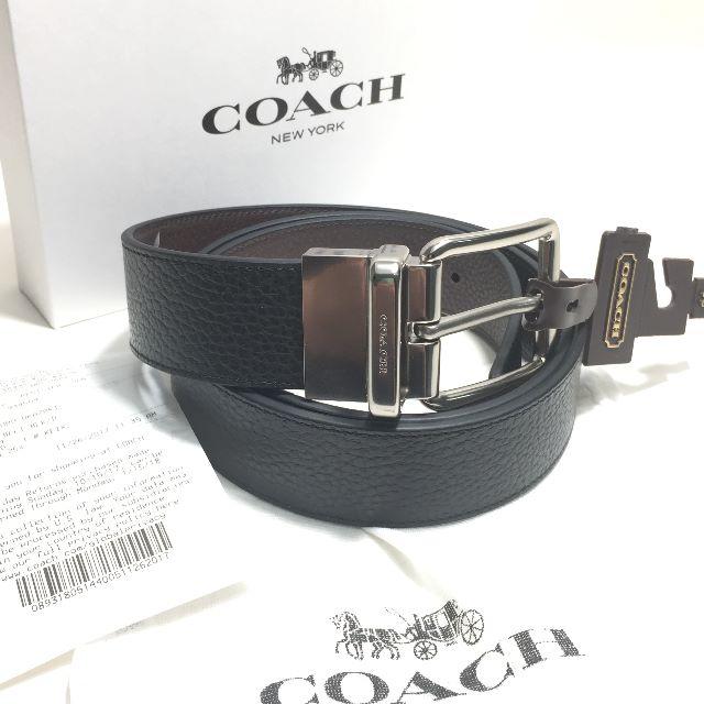 COACH - 本物保証！新品 ﾀｸﾞ付 ｺｰﾁ F64840 ﾍﾞﾙﾄ ﾌﾞﾗｯｸ ﾌﾞﾗｳﾝ