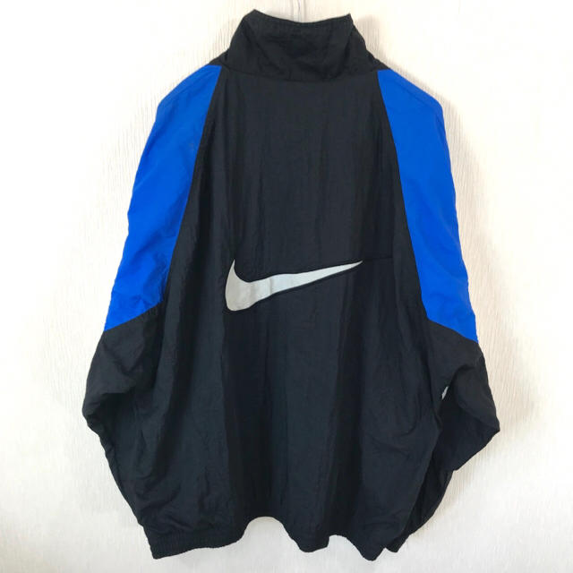 NIKE - 良柄 ♪ 90s Nike ナイロンジャケット XL 黒 白 青 赤タグの