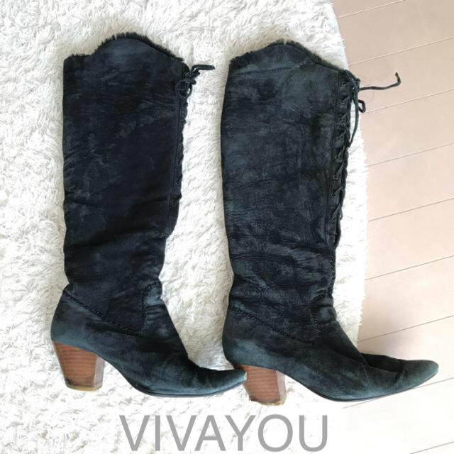 VIVAYOU(ビバユー)のVIVAYOU🎀中ボア暖かい本革スエードニーハイブーツ レディースの靴/シューズ(ブーツ)の商品写真