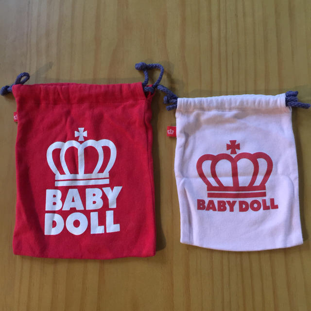 BABYDOLL(ベビードール)の【2枚組】未使用&中古✨BABY DOLLベビードール♡巾着♡M赤✖️Sピンク✨ キッズ/ベビー/マタニティのこども用ファッション小物(その他)の商品写真