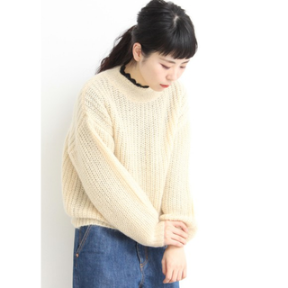 ドットアンドストライプスチャイルドウーマン(Dot&Stripes CHILDWOMAN)のモヘヤ混多本どり あぜあみハイネックプルオーバー(ニット/セーター)