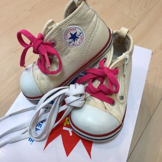 コンバース(CONVERSE)のピンクと白の紐セット！ コンバース 13.5センチ(スニーカー)