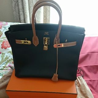 エルメス(Hermes)のエルメスバーキン黒×ベージュ 35本物 美品(ハンドバッグ)