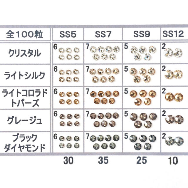 SWAROVSKI(スワロフスキー)の□ネイルサイズ【スワロフスキー】ローズガーデンmix➕ベージュ×グレージュmix コスメ/美容のネイル(デコパーツ)の商品写真