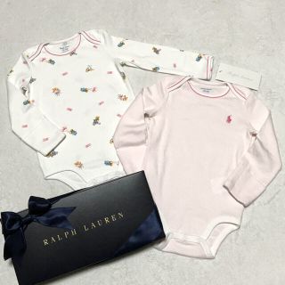 ラルフローレン(Ralph Lauren)の新品✨ベアー柄×ボーダー柄 ボディスーツ12M/80 & Tシャツ4(110)(ロンパース)