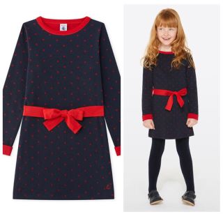 プチバトー(PETIT BATEAU)のSALE☆プチバトー 6ans チュビックハートモチーフワンピース(ワンピース)