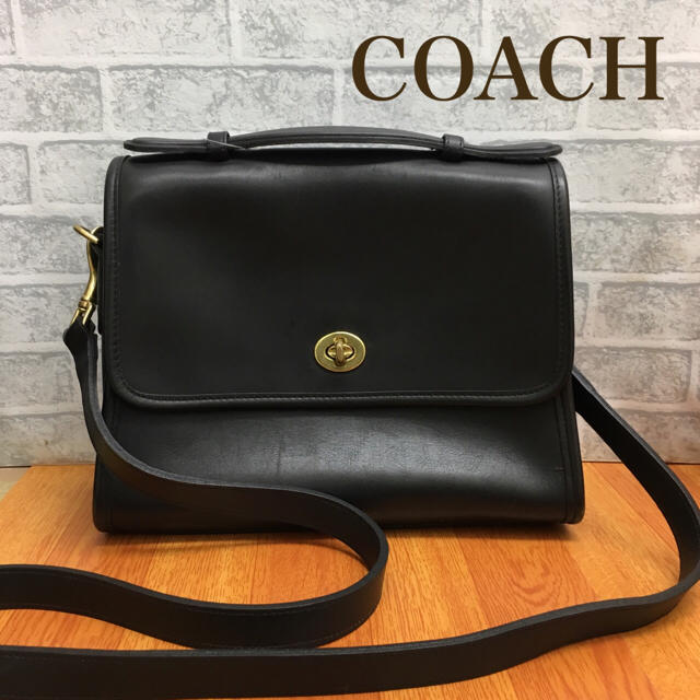 OLD COACHオールドコーチの茶色ターンロック本革レザーショルダーバッグ