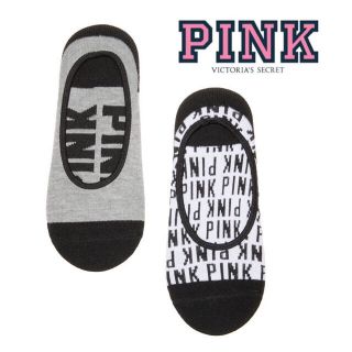 ヴィクトリアズシークレット(Victoria's Secret)のPINKアンクルソックス(Black×Logo)(ソックス)