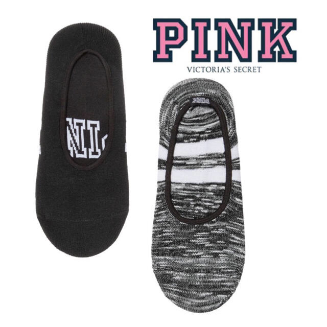 Victoria's Secret(ヴィクトリアズシークレット)のPINKアンクルソックス(Black×Grey) レディースのレッグウェア(ソックス)の商品写真