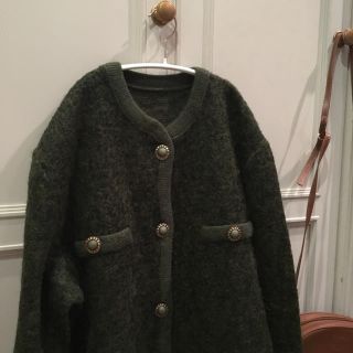 ロキエ(Lochie)のvintageボタンwoolモヘアニットカーデ古着franceJANTIQUES(カーディガン)