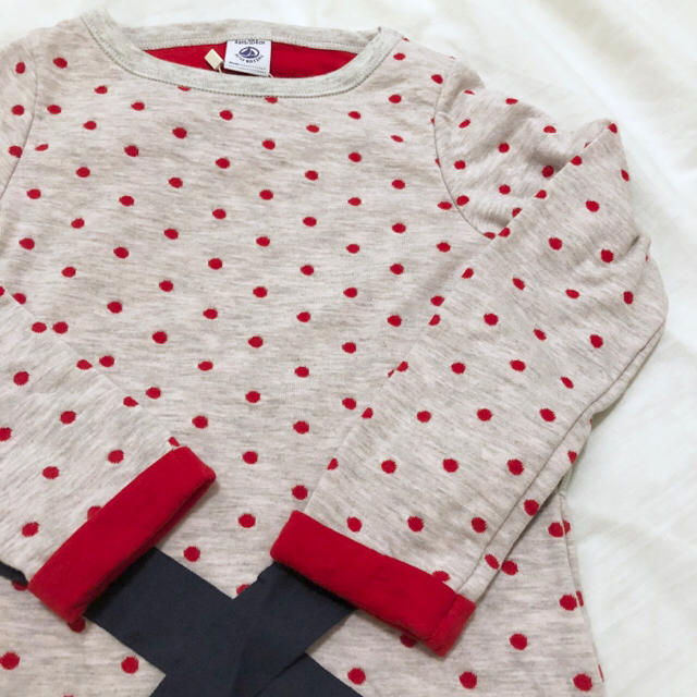 PETIT BATEAU(プチバトー)のSALE☆4ans プチバトー チュビックドットプリントワンピース キッズ/ベビー/マタニティのキッズ服女の子用(90cm~)(ワンピース)の商品写真