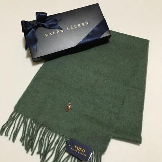 ポロラルフローレン(POLO RALPH LAUREN)の新品✨イタリア製 ウール100% マフラー / モスグリーン(マフラー)