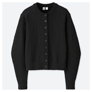 ユニクロ(UNIQLO)のユニクロユー UNIQLO U　バルーンスリーブカーディガン　黒　ブラック　S(カーディガン)