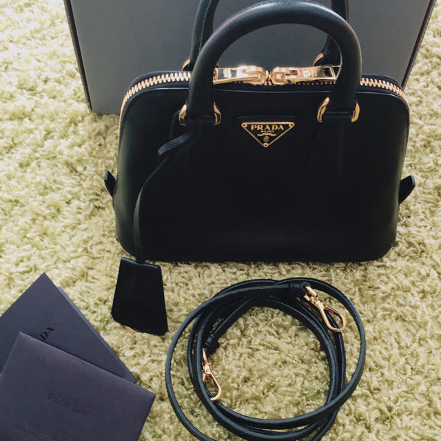 PRADA◆saffiano 2WAYバッグ◆ボストンバッグ ネイビー 美品