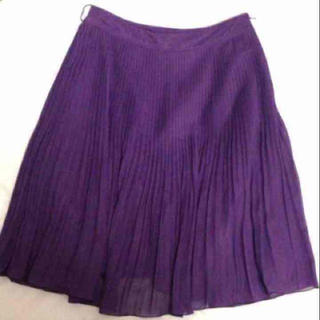 紫プリーツシフォン膝丈スカート(ひざ丈スカート)