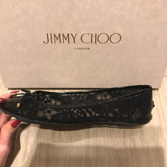JIMMY CHOO(ジミーチュウ)のバレーシューズ♡レース黒ペタンコ レディースの靴/シューズ(バレエシューズ)の商品写真