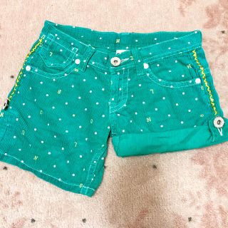 ブルームーンブルー(BLUE MOON BLUE)のBLUE MOON BLUE コーデュロイ グリーン　ワッペン　ショートパンツ(ショートパンツ)