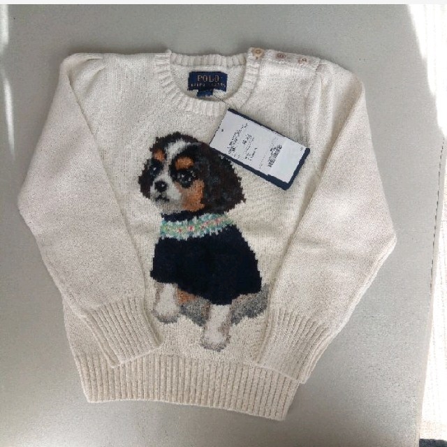 110 4T 新品　ラルフローレン　コットンセーター　犬