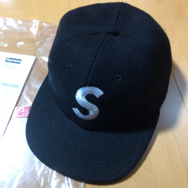 ☆正規 supreme wool sロゴ cap キャップ 黒 ブラックキャップ