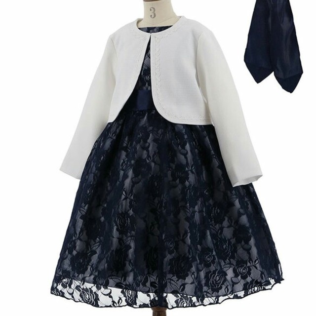 バラ柄レースワンピース、ボレロセット キッズ/ベビー/マタニティのキッズ服女の子用(90cm~)(ドレス/フォーマル)の商品写真