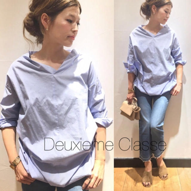 Deuxieme Classe コットンプルオーバー シャツ ブルー ◆美品