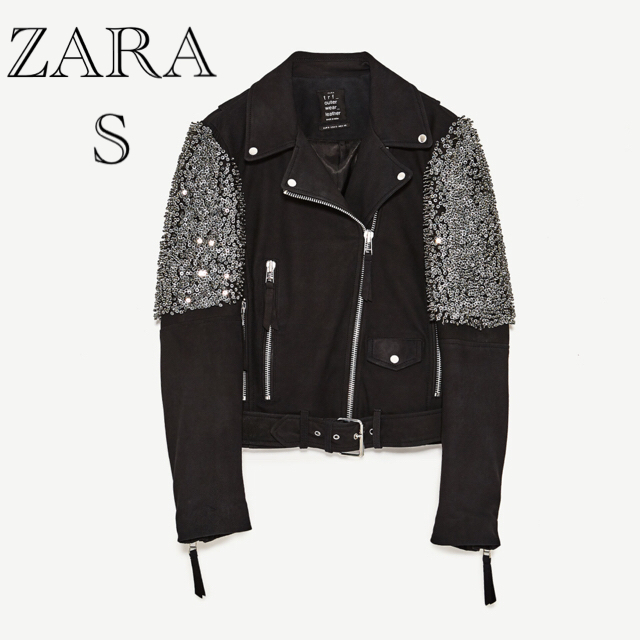 ZARA(ザラ)のzara  ザラ ライダース ジャケット 子羊皮 レディースのジャケット/アウター(ライダースジャケット)の商品写真