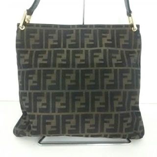 フェンディ(FENDI)のFENDI ショルダー ジャガード×レザー ズッカ柄バッグ(ショルダーバッグ)