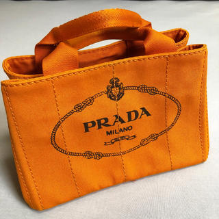 プラダ(PRADA)の美品 PRADA プラダ カナパ トートバッグ S オレンジ(トートバッグ)