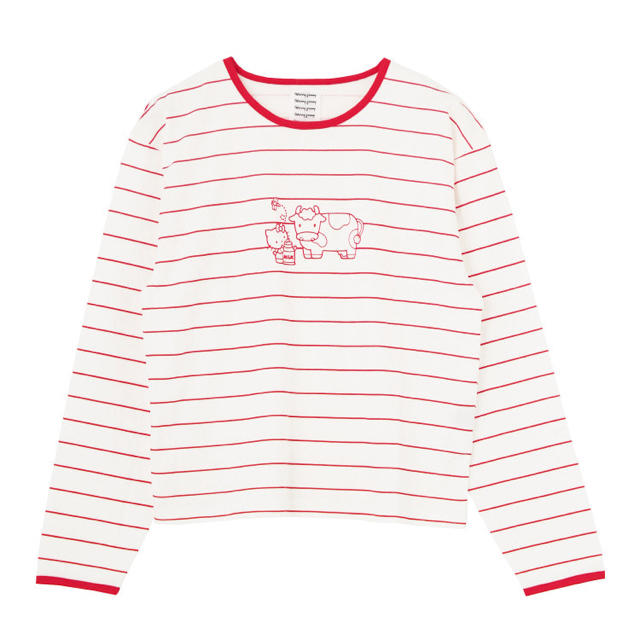 merry jenny(メリージェニー)のキティ ボーダー ロング Tシャツ キティちゃん レディースのトップス(Tシャツ(長袖/七分))の商品写真