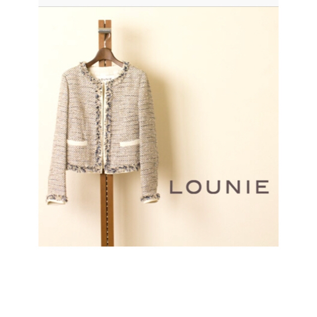 LOUNIE(ルーニィ)のLOUNIEピンクツイードジャケット レディースのジャケット/アウター(ノーカラージャケット)の商品写真