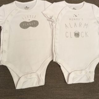 ベビーギャップ(babyGAP)のGAP白 半袖前開きロンパース 2枚セットで(カバーオール)