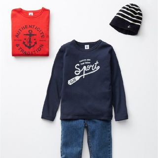 プチバトー(PETIT BATEAU)のすもも様専用ページ　プチバトー　裏起毛　ネイビー　長袖　Tシャツ　8ans (Tシャツ/カットソー)