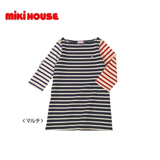 mikihouse(ミキハウス)のミキハウス　リーナちゃん　８分袖　ボーダー　ワンピース   キッズ/ベビー/マタニティのキッズ服女の子用(90cm~)(ワンピース)の商品写真