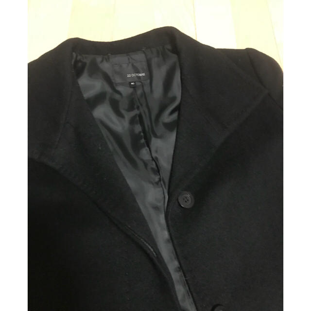 22 OCTOBRE(ヴァンドゥーオクトーブル)の22OCTOBRE黒コート レディースのジャケット/アウター(ロングコート)の商品写真