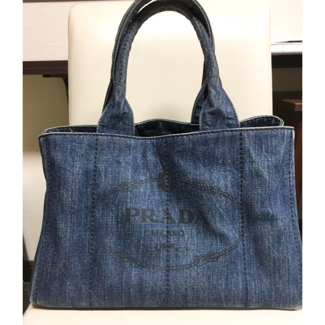 プラダ カナパ ビジュートート デニム グレー 正規品 希少 - iplace.co.il