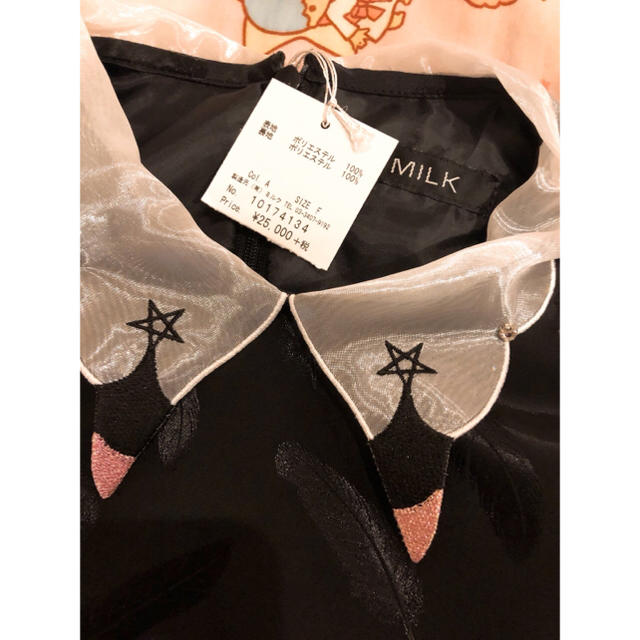 MILK(ミルク)の MILK ブラックスワン dress フェザーバレッタ セット 新品未使用 レディースのワンピース(ひざ丈ワンピース)の商品写真