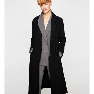 ザラ(ZARA)の新品 ロング トレンチコート ブラック 黒 ZARA M(トレンチコート)