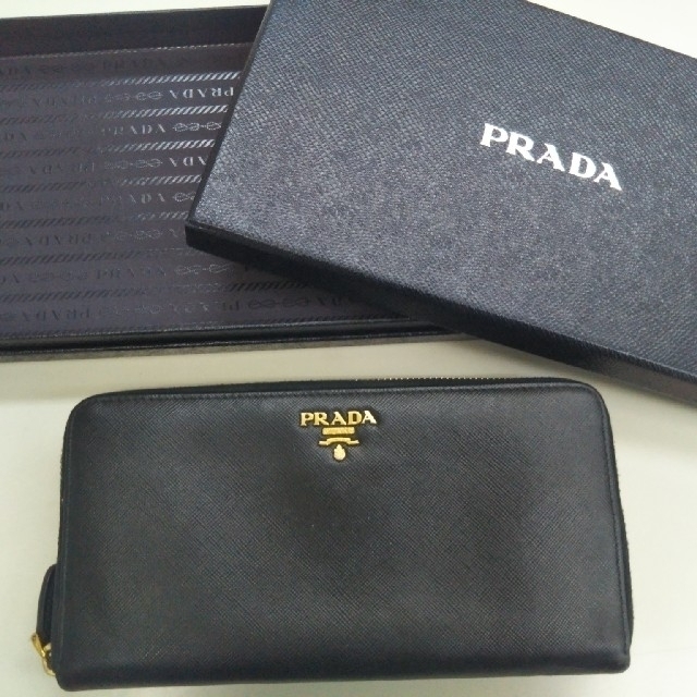 1000円値下!PRADA　saffiano metal 長財布ブラックゴールド