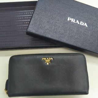 プラダ(PRADA)の1000円値下!PRADA　saffiano metal 長財布ブラックゴールド(財布)