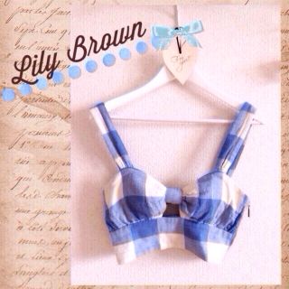 リリーブラウン(Lily Brown)のお値下げブルーギンガムチェック♡ビスチェ(タンクトップ)