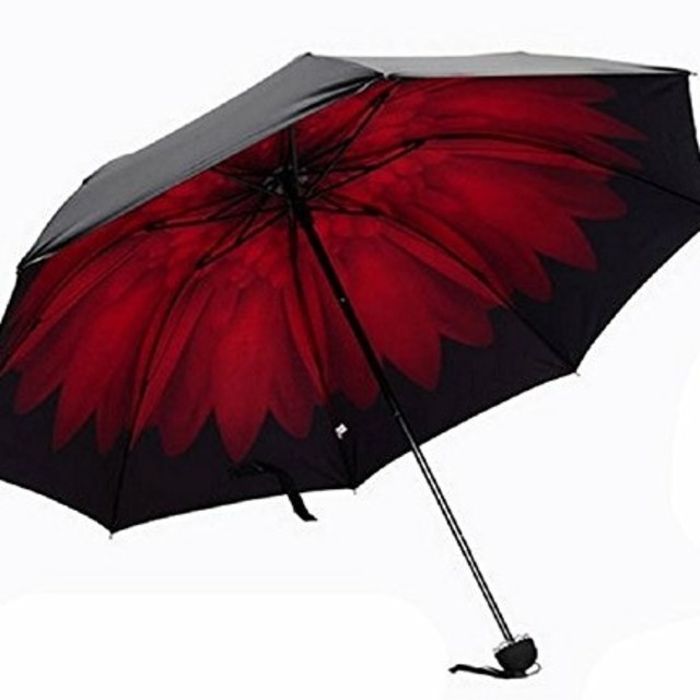 折りたたみ傘 晴雨兼用 遮光 UVカット 8本骨 (レッド) レディースのファッション小物(傘)の商品写真